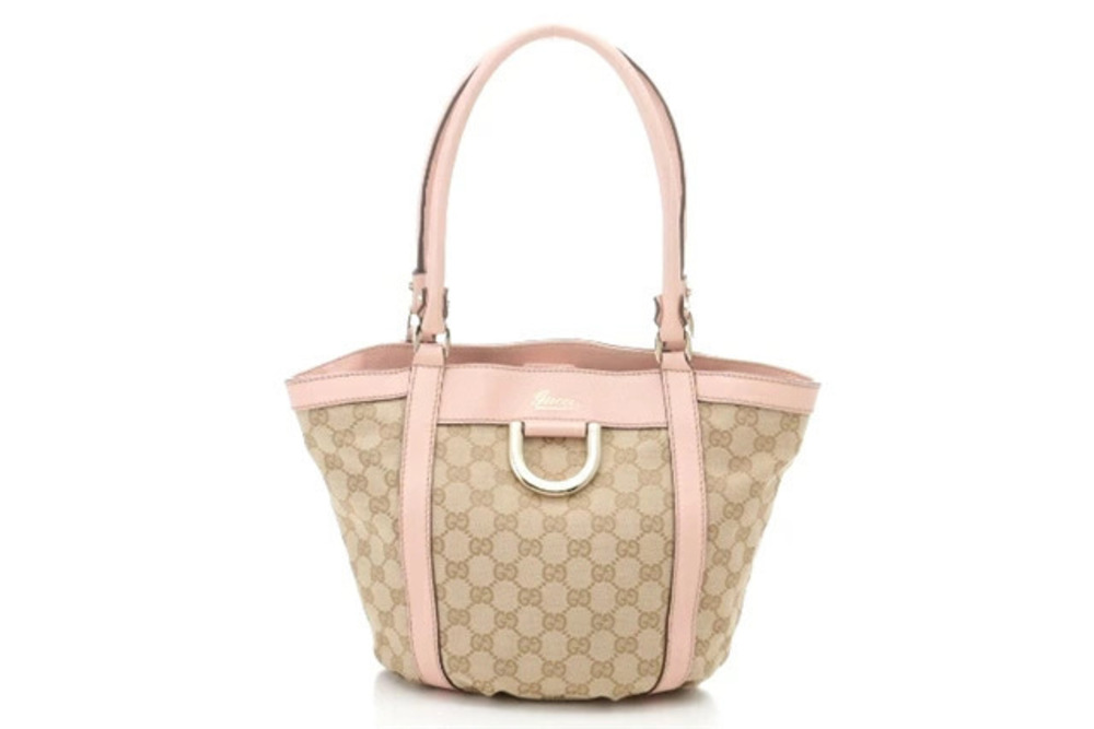 Gucci bag handbag canvas Beige Cream pink